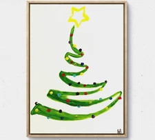 Original Christmas tree painting 12X16 canvas acrylic expressionism abstract art
