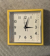 JONES Mustard CLOCK  Designed In Great Britain 9.75”x9.75”x2.5” Wall Hang