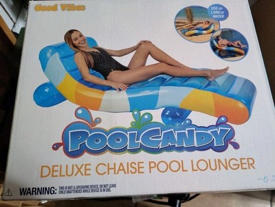 PoolCandy Floating Chaise Lounger 2in1 Luxurious Inflatable Pool Float Lounger