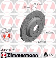2X Zimmermann Bremsscheibe Sport Z 400.5532.52 FüR Mercedes Klasse W221 V221 SL