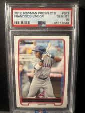 Francisco Lindor 2012 Bowman Prospects BP3 PSA 10 Gem Mint Rookie Card. rookie card picture