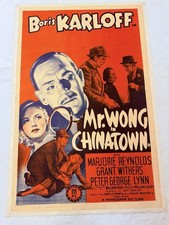 1939 Mr Wong In Chinatown Original 27x41 Movie Poster Boris Karloff Linen Backed