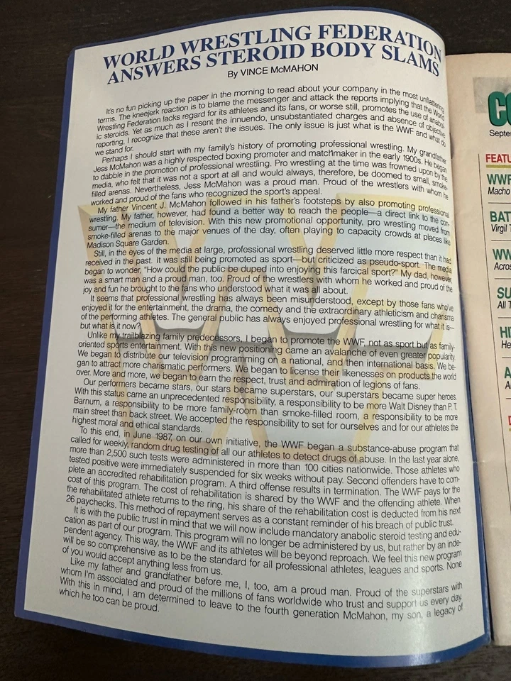 Revista WWF Septiembre 1991 Hulk Hogan Ultimate Warrior Cubierta Foto 3 de 4