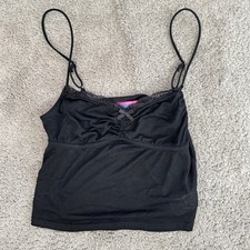 Edikted Cami Top Black Size M Lace Trip Cropped Spaghetti Strap