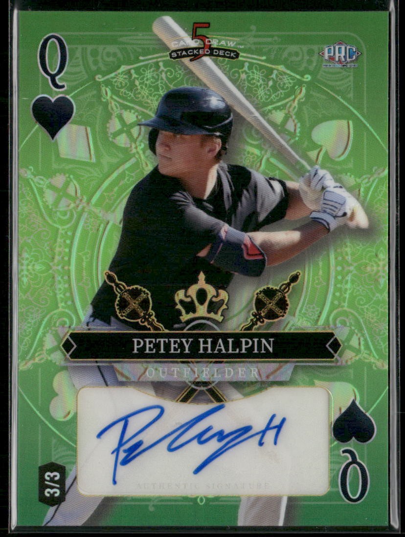 2024 Wild Card 5 Card Draw Stacked Deck #3/3 Petey Halpin Green Auto