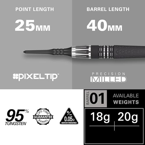 Darts Phil Taylor Power 9-Five Gen 10 20G 95% Tungsten Soft Tip Darts Set - Picture 4 of 7