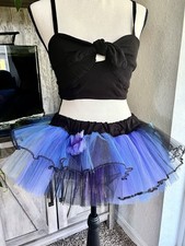 Tutu Handmade Mini Skirt Blue Black Purple Tulle Dance Elastic Waistband Girls L