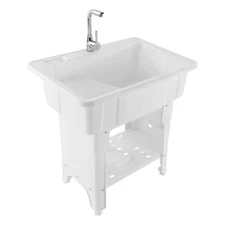Utility Sink Laundry Tub with Faucet & Basement for Laundry Room Garage or Shop