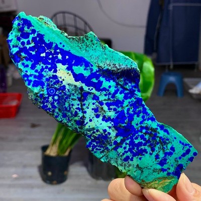 191G BEST NATURAL Azurite/Malachite crystal slice minerals specimens