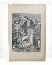 Vintage 1880s Jesus Healing Blind Men Engraving Art Print 
