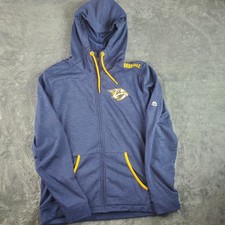 Majestic Hoodie Mens L Blue Nashville Predators Jacket Therma Base NHL Hockey 
