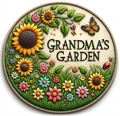 Grandma's Garden Stepping Stone 9.45  Durable Garden Décor with 3D Hand-Paint...