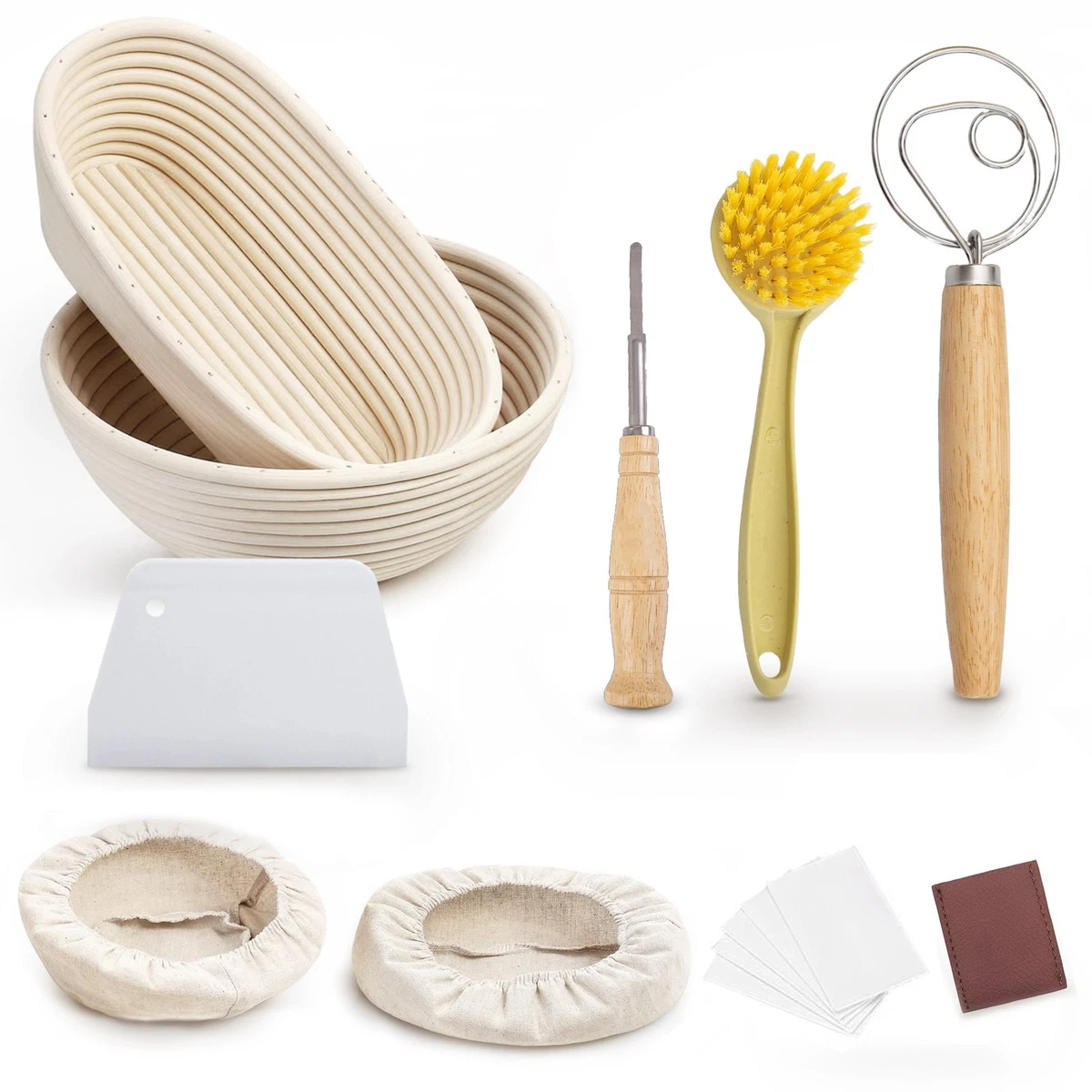 Homiely Brot Gärkörbe Set 20,5/24,5 cm Banneton Sauerteig Probierkorb