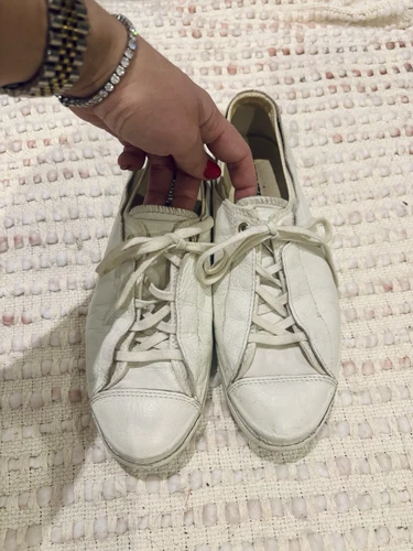 Converse uniche in pelle bianca basse UK 6