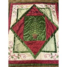 Festive Christmas Tree Holiday Quilt Throw 50x60" with Sequins