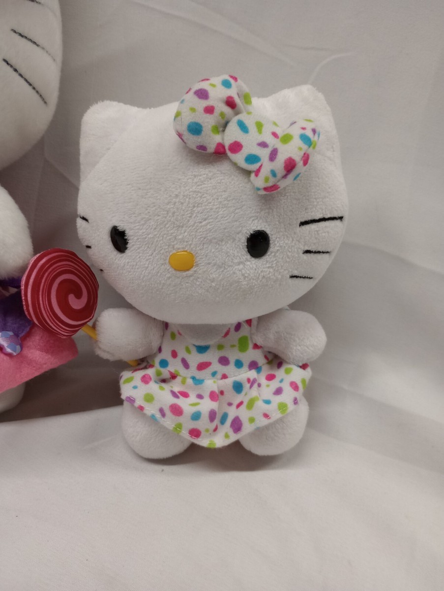 【HONKYO】 Kitty Beanie (Dot) Hello Kitty Sanrio Posed Plush 2008 Wink w/ handbag Pink