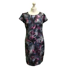 Pencil Dress  Stork & Babe NEW Purple Grey Floral S/Sleeve UK M 10 EU 38 BNWT