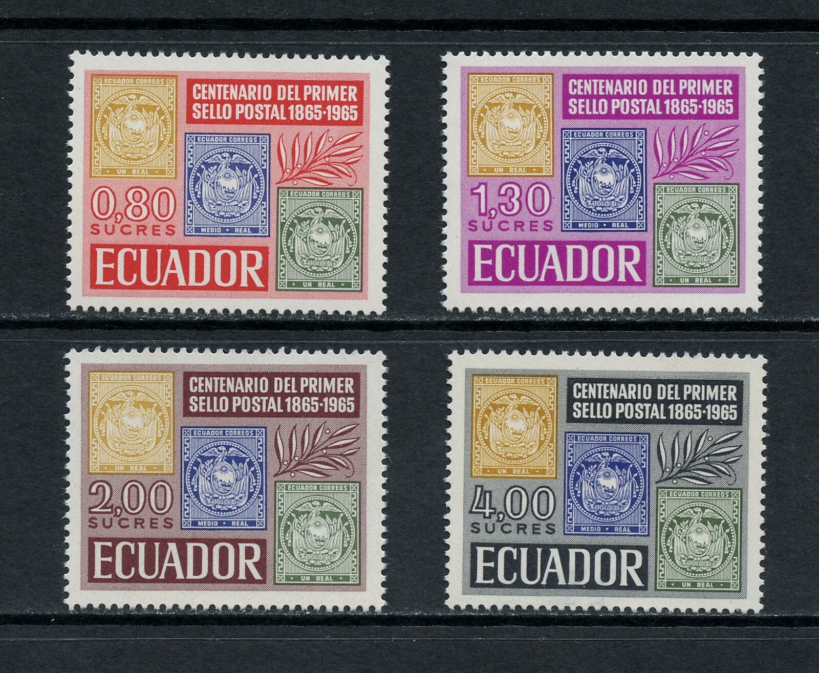 S598 Ecuador 1965 stamps on stamps 4v. MNH eBay