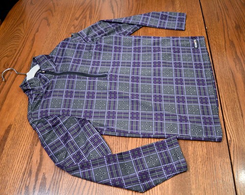 Kerrits, Ice Fil Long Sleeve Shirt Purple Blackberry Plaid kids girls medium
