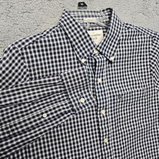 Abercrombie  Fitch Muscle Men's Medium Button Down Shirt Long Sleeve Blue Check