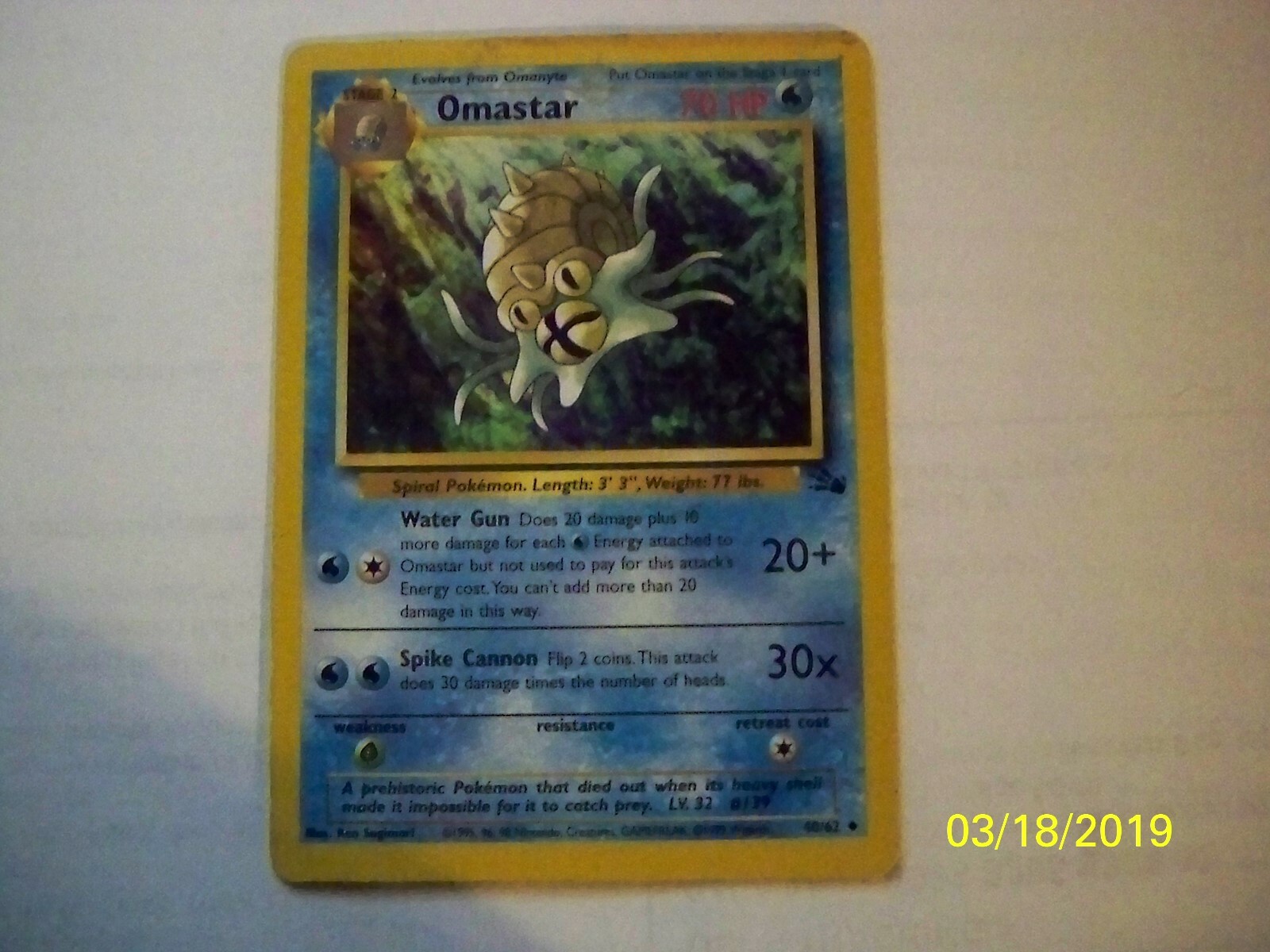 Omastar 40/62 - NM / M - Fossil Pokemon Card