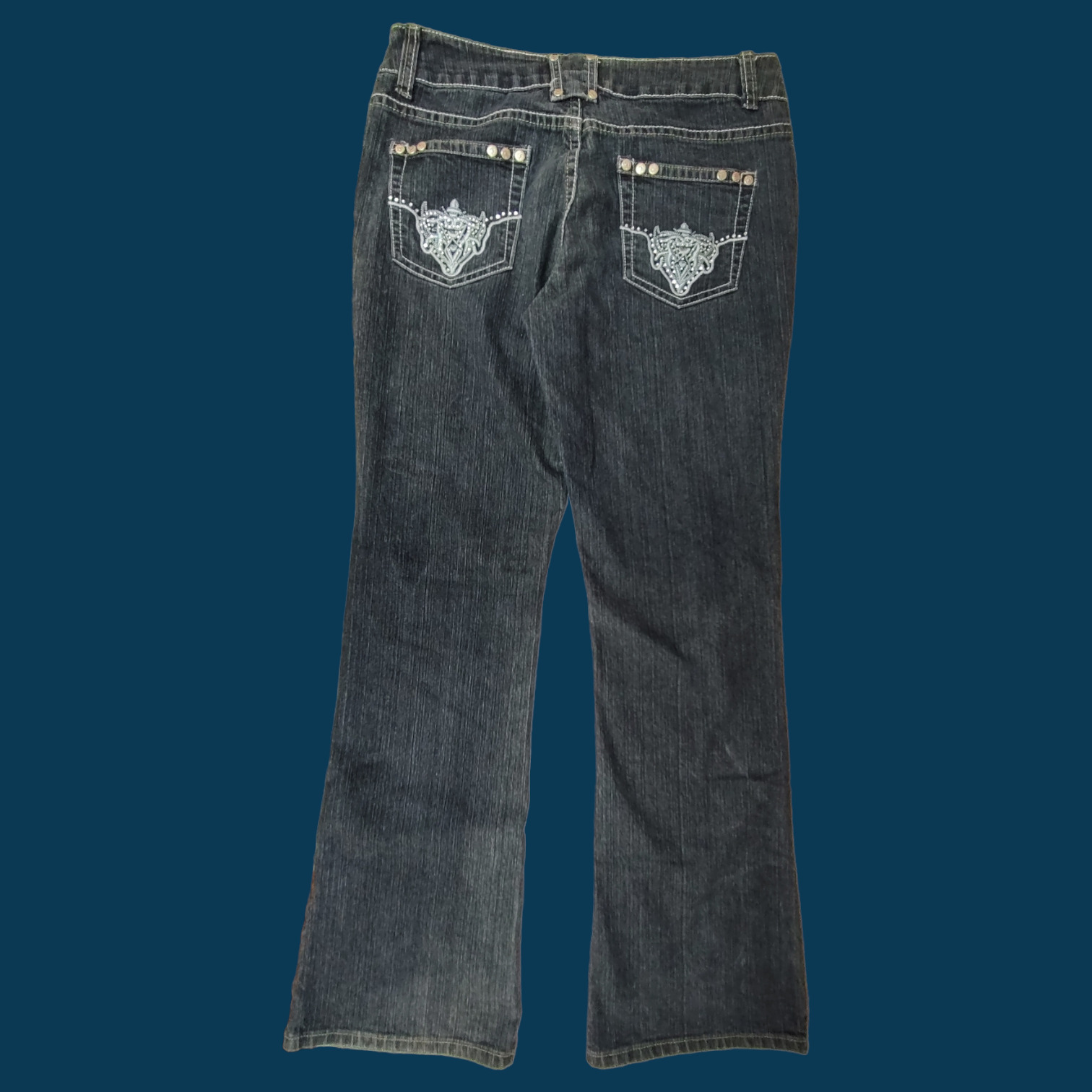 -Peace Love Happiness - Dark Blue Boot cut Jeans … - image 2