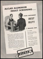 1948 Alcoa Aluminum Co. Pittsburgh PA Alclad Insect Screening Vintage Print Ad