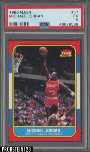 1986 Fleer Basketball #57 Michael Jordan RC Rookie HOF PSA 5 &#034; LOOKS NICER &#034;