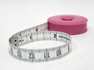 Roll-Fix Tape Measure - Automatic Roll-up, 60''/150 cm/5 ft, Pink, Free Shipping