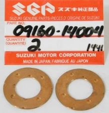 2 pc NOS Suzuki T500 Titan, TC125 Factory Copper Thrust Washer OEM 09160-14004