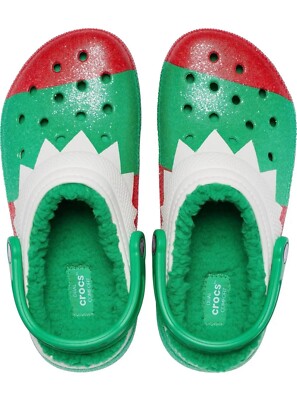 Crocs Classic Lined Holiday Christmas Elf Fur Lined Clogs  display picture 3