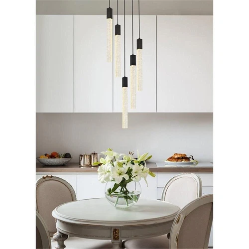 Elegant Lighting Weston 5-Light Modern Metal and Crystal Pendant in Black - Picture 2 of 8
