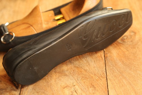 Gucci Black Leather Bamboo Bit Loafers Driving Flats Ladies UK 7.5 US 10.5 - Picture 11 of 12