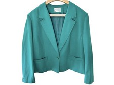 Vtg PENDLETON 100 Virgin Wool Blazer SIZE 46 XL One Button Jacket Teal Short