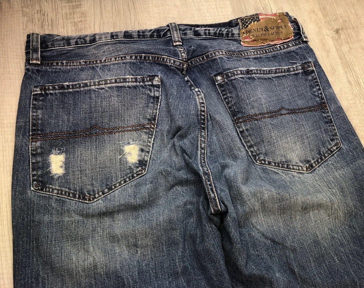 Denim Supply Ralph Lauren Jeans Slouch Blue Denim Pants 100