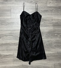 Betsey Johnson VTG Silk Satin Sleeveless Ruffle Mini Dress Whimsygoth Y2K 4 S