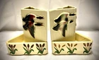 Vtg Shawnee Pottery triangle  Planter / Bookends Pair  Handpainted ducks , MCM