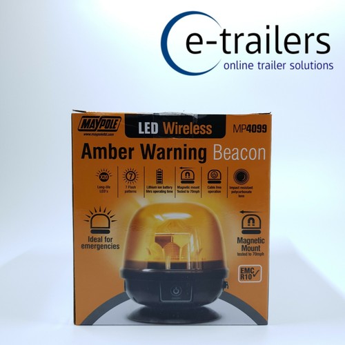 LED WIRELESS RECHARGE FLASHING AMBER WARNING BEACON LIGHT 12/24V IP67 MP4099 - Picture 2 of 8