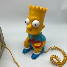 SIMPSONS Vintage Open Box Bart Simpson Phone Telephone 1990 Corded Landline 8  