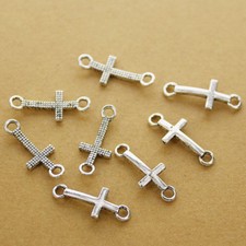 40pcs 20 8mm Tibetan Silver Color Curved Cross Design Connector Findings H0908