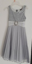 My Michelle Girls Dress. Size 10 silver. Sequined top bodice with tulle skirt.