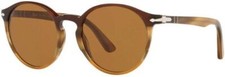 PERSOL PO3171S 113633 49 Terra Di Siena Brown Round 49 mm Sunglasses