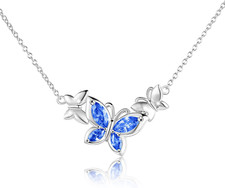 Butterfly Choker Necklace S925 Sterling Silver Birthstone Pendant Necklace Jewel