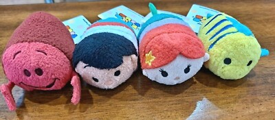 NWT Lot Of 4  Disney Tsum Tsum Plush The Little Mermaid Ariel Eric Seba Flounder