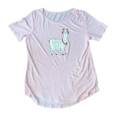 Old Navy Llama Short Sleeve Shirt Pink Medium NWT