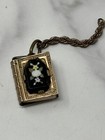 Tigers Eye And Glass As-Is Antique Watch Fob Pendant Book Shaped