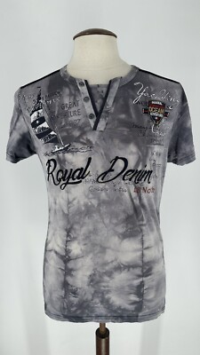 Redway Royal Denim grau Batik Grafik T-Shirt Größe M 19,5'' P2P