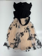 Shein Black Ivory Lace Short Sleeve Belted Dress Womens Size Small