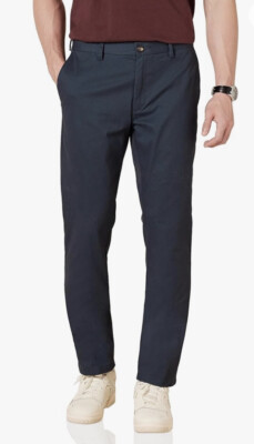 Amazon Essentials 31x29 Mens Flat Chino Khaki Slim Navy Wrinkle Resistant