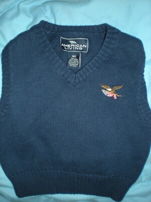 AMERICAN LIVING NAVY BLUE EAGLE SWEATER VEST SIZE INFANT TODDLER BOYS 18 MOS